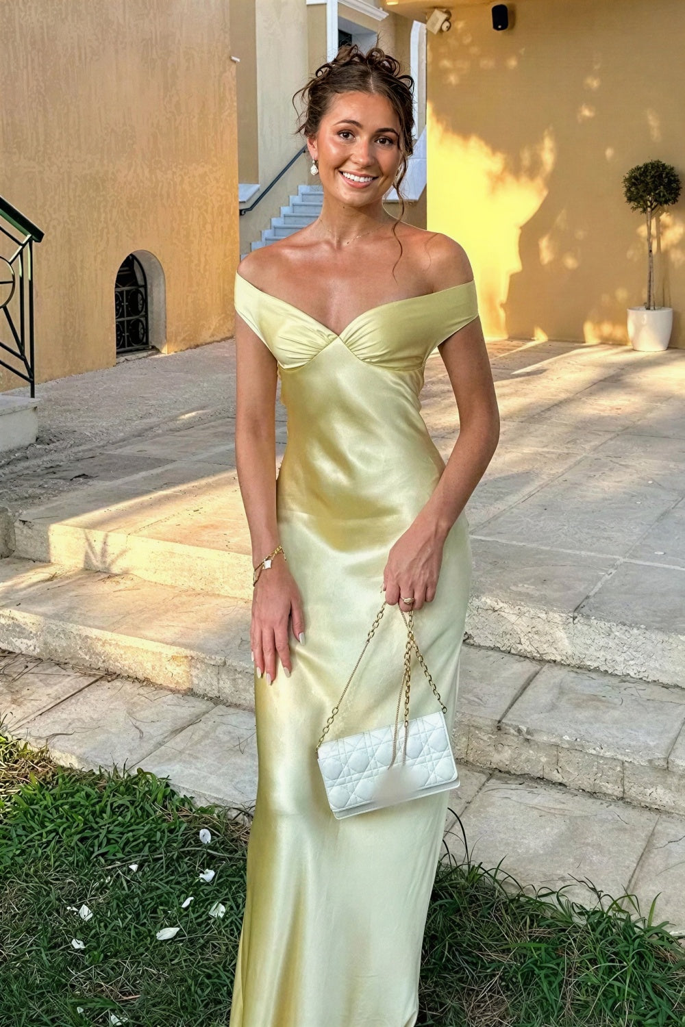 Off-the-shoulder aqua fitted long prom dress with ruched details for elegant evening and prom occasions